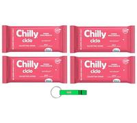 Chilly Lot de 4 lingettes d'hygiène intime Ciclo - Sensation d'hygiène et protection durable - Spécialement conçues pour le cycle menstruel - Chaque paquet contient 12 lingettes + porte-clés Beni