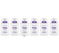 Chilly Lot de 6 nettoyants intimes pH 6,5, nourrissant pour la ménopause, anti-odeur™, avec acide hyaluronique, cliniquement testé, 200 ml, porte-clés Italy Shop
