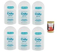 Chilly Nettoyant intime pH 3,5, équilibre pour la défense intime, anti-odeur, formule au pH acide pour stimulation, 6 x 200 ml + Italian Gourmet Polpa 400 g