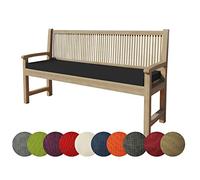 chilly pilley Coussin De Banc Housse Amovible Lavable Zip avec Passants Coussin pour Banc De Jardin Terrasse (150 x 50 x 5 cm, Noir)