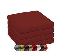 chilly pilley Coussin De Chaise Coussin Assise Housse Amovible avec Zip Ensemble De Coussin De Jardin (4X 50x50x5, Rouge Foncé)