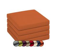 chilly pilley Coussin De Chaise Coussin Assise Housse Amovible avec Zip Ensemble De Coussin De Jardin (4X 50x50x5, Orange)