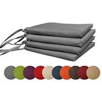 chilly pilley Coussin De Jardin Set De Coussins De Chaises De Jardin Coussin De Siège Salon Chambre Plusieures Couleurs (Set: 4 Oreiller, Gris)