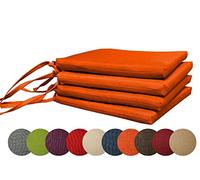chilly pilley Coussin De Jardin Set De Coussins De Chaises De Jardin Coussin De Siège Salon Chambre Plusieures Couleurs (Set: 4 Oreiller, Orange)