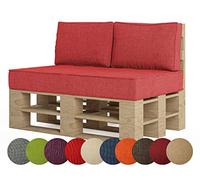 chilly pilley Coussin De Palette EU Coussin D'assise Dossier Mousse Froide Flocons De Mousse Rembourrage Plusieurs Tailles Et Couleurs (3er Set, Rouge)