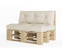 chilly pilley Coussin De Palette EU Flocons De Mousse pour Meublespalette Dossier De Canapé Coussin De Siège Coussin Latéral Ensemble Coussins Nombreuses (2er Set Elfenbein)