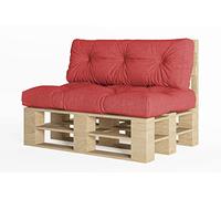 chilly pilley Coussin De Palette EU Flocons De Mousse pour Meublespalette Dossier De Canapé Coussin De Siège Coussin Latéral Ensemble Coussins Nombreuses (2er Set Rouge)