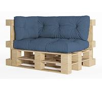 chilly pilley Coussin De Palette EU Flocons De Mousse pour Meublespalette Dossier De Canapé Coussin De Siège Coussin Latéral Ensemble Coussins Nombreuses (3er Set Bleu Foncé)