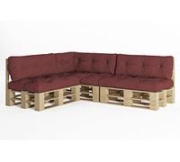 chilly pilley Coussin De Palette EU Flocons De Mousse pour Meublespalette Dossier De Canapé Coussin De Siège Coussin Latéral Ensemble Coussins Nombreuses (7er Set Rouge Foncé)