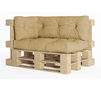 chilly pilley Coussin De Palette EU Flocons De Mousse pour Meublespalette Dossier De Canapé Coussin De Siège Coussin Latéral Ensemble Coussins Nombreuses (3er Set Beige)