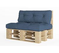 chilly pilley Coussin De Palette EU Flocons De Mousse pour Meublespalette Dossier De Canapé Coussin De Siège Coussin Latéral Ensemble Coussins Nombreuses (2er Set Bleu)