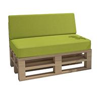 chilly pilley Coussin De Palette EU Impermeable Coussin De Jardin Intérieur Extérieur Lavable Amovible Coussin De Siège Coussin De Dos (2er Set, Vert)