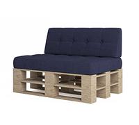 chilly pilley Coussin De Palette EU Matelassé Coussin De Jardin Plusieures Tailles Et Couleurs Intérieur Et Extérieur (Bleu Foncé, 2er Set)