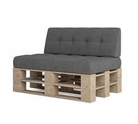 chilly pilley Coussin De Palette EU Matelassé Coussin De Jardin Plusieures Tailles Et Couleurs Intérieur Et Extérieur (Gris, 2er Set)