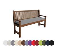 chilly pilley Coussin Impermeable De Banc Housse Amovible Lavable Zip avec Passants Coussin pour Banc De Jardin Terrasse (180x60x5, Gris)