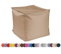 chilly pilley Pouf avec Rembourrage en Perles Eps 40x40x40cm Repose-Pieds Pouf pour Enfants Et Adultes (Beige)