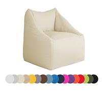 chilly pilley Pouf Fauteuil Mini Coussin De Siège Coussin De Sol avec Dossier Fauteuil pour Enfants Intérieur Et Extérieur Différentes Couleurs (Crème)