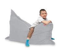 chilly pilley® Pouf Géant L XL XXL Velours Côtelé - Déhoussable - Rembourré - Doux Pouf Salon, Chambre, Enfants & Adultes 180x140 Argent