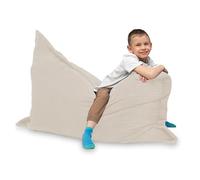 chilly pilley® Pouf Géant L XL XXL Velours Côtelé - Déhoussable - Rembourré - Doux Pouf Salon, Chambre, Enfants & Adultes 100x155 Couleur Crème