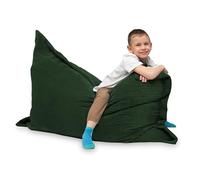 chilly pilley® Pouf Géant L XL XXL Velours Côtelé - Déhoussable - Rembourré - Doux Pouf Salon, Chambre, Enfants & Adultes 100x70 Vert Foncé