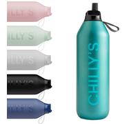 Chilly’s Gourde Series 2 Flip avec Bouchon Sport - Bouteille Isotherme en Inox avec Paille, Anse & Brosse de Nettoyage - Étanche, Sans Condensation - 1000ml - Atlantis