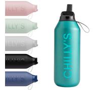 Chilly’s Gourde Series 2 Flip avec Bouchon Sport - Bouteille Isotherme en INOX avec Paille, Anse & Brosse de Nettoyage - Étanche, sans Condensation - 500ml - Atlantis