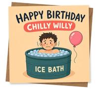 Chilly Willy Carte d'anniversaire humoristique pour lui, bain de glace