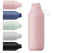 Chilly's Series 2 Gourde de sport avec bouchon rabattable, paille télescopique et boucle de transport en nylon - bouchon facilement amovible, brosse incluse - 1000ml - Blush Pink