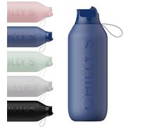 Chilly's Series 2 Gourde de sport avec bouchon rabattable, paille télescopique et boucle de transport en nylon - bouchon facilement amovible, brosse incluse - 1000ml - Whale Blue