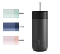Chilly's Tasse Switch - Gobelet Switch en acier inoxydable sans BPA avec large paille pour milkshakes et BubbleTea - Double paroi, isolé sous vide - Abyss Black, 500ml