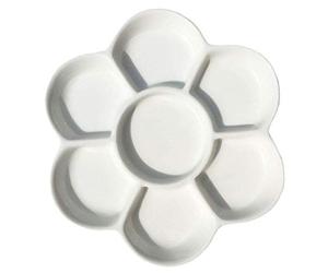 Chiloskit Chiloskit Palette de peinture aquarelle 7 puits en céramique et porcelaine, en forme de marguerite, aquarelle, peinture à l'eau, huile ou acrylique (7,6 cm)