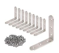 Chiloskit Lot de 10 équerres d'angle robustes en acier inoxydable de 100 x 100 mm avec vis, 3 mm d'épaisseur (100 mm de long)