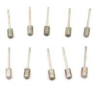 Chiloskit Lot de 10 fraises diamantées compatibles avec les accessoires d'outils rotatifs Dremel, pour gravure sur bois, verre, bois, tige 1/8 (brut (46#))