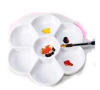 Chiloskit Palette de peinture aquarelle en céramique et porcelaine, 7 puits, forme de marguerite, pour aquarelle, peintures à l'eau, à l'huile ou à l'acrylique (17,8 cm)