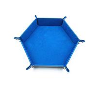 Chiloskit Plateau à dés hexagonal pliable en cuir synthétique de haute qualité pour jeux de table, plateau décoratif (bleu ciel)