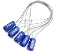 Chiloskit Pull-Tite Lot de 10 joints de câble de sécurité, étiquettes inviolables numérotées, 300 mm, joints autobloquants en fil d'acier pour camion et conteneur (bleu)