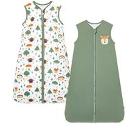 Chilsuessy Gigoteuse Bébé Fille Garçon Hiver Pyjama, Tog 2.5 Coton Turbulette Gigoteuse Sac de couchage bébé hiver, Vert + Animaux de la forêt,
