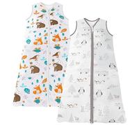 Chilsuessy Gigoteuse Bébé Pyjama d'été sans Manches 100% Coton Tog 0.5, Forêt grise + Animaux, 90-105 cm