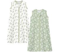 Chilsuessy Gigoteuse Bébé Pyjama d'été sans Manches 100% Coton Tog 0.5 Sac de couchage enfant d'été, 0.5 Tog/Set de plantes vertes, 100% Coton