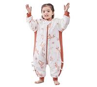 Chilsuessy Gigoteuse Coton Fille Garçon Hiver à Pieds avec Manches Détachables, Tog 2.5 Chaud, Antilope, L/taille bébé 95-105cm