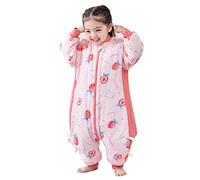 Chilsuessy Gigoteuse Coton Fille Garçon Hiver à Pieds avec Manches Détachables, Tog 2.5 Chaud, Fraise sucrée, XL/taille bébé 105-115cm