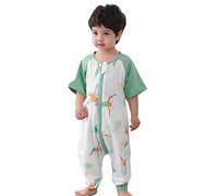 Chilsuessy Gigoteuse d'été pour bébé avec pieds à manches courtes - Gigoteuse d'été pour enfant - 100 % coton - Oiseau vert - Taille : 65-75 cm