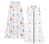 Chilsuessy Gigoteuse d'été pour bébé - Gigoteuse sans manches - Pour l'été et le printemps - 100 % coton - Motif écureuil et ours de la forêt - 90 - Taille bébé : 90 à 105 cm