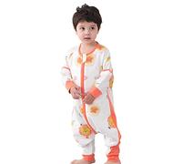 Chilsuessy Gigoteuse d'été pour bébé toutes saisons avec manches amovibles - 1,5 tog - 100 % coton - Avec pieds - Pour garçon et fille - Motif lion - Taille M - 75-85 cm