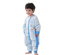 Chilsuessy Gigoteuse d'été pour bébé toutes saisons avec manches amovibles 1,5 Tog 100 % coton pour enfant avec pieds pour garçon et fille Motif animaux familiaux Taille M/bébé Hauteur 75-85 cm