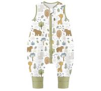 Chilsuessy Gigoteuse pour bébé avec pieds - 1 tog - Gigoteuse d'été pour enfant avec jambes - 100 % coton - 1 tog - Motif ours de forêt - 70 cm - Taille bébé 80 à 90 cm