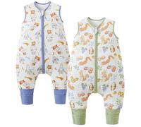 Chilsuessy Gigoteuse pour bébé toute l'année - Avec pieds - 1,5 tog - Gigoteuse d'hiver - 100 % coton - Tog 1,5 - Ours + écureuil - 80 cm - Taille bébé 90 à 100 cm