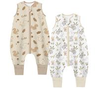 Chilsuessy Gigoteuse pour bébé toute l'année - Avec pieds - Tog 1,5 - Gigoteuse d'hiver - 100 % coton - Tog 1,5 tog / écureuil + koala - 80 cm - Taille bébé 90 à 100 cm