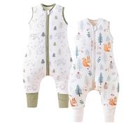 Chilsuessy Lot de 2 gigoteuses pour bébé avec jambes, 2,5 tog, pour l'hiver et toute l'année, avec pieds, pour enfants, écureuil + ours forêt, 90 cm/taille du bébé 95 à 105 cm