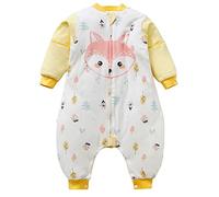 Chilsuessy Sac de Couchage d'Hiver pour Bébé Gigoteuses Douillette à Pieds Confortable Amovibles Cartoon Design Coton Pure, Renard, S/taille bébé 70-85cm